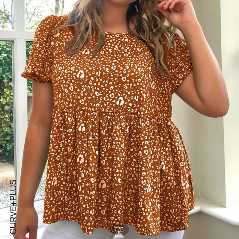 Burnt orange and white SHEIN peplum top